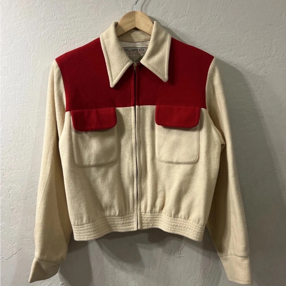 Hollywood & Co Red/Cream Rockabilly Wool Ricky Jacket 1940/50’s Custom Tailor